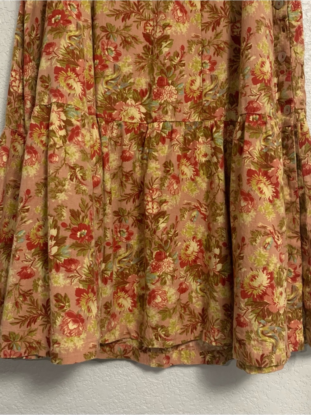 April Cornell Midi Skirt Womens XXL Floral Tiered Boho Cottage Prairie Buttons - Picture 5 of 9